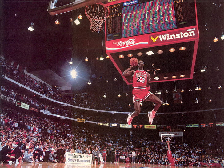 Michael Jordan Chicago Bulls Basketball Jump NBA Dunk Stop Action HD