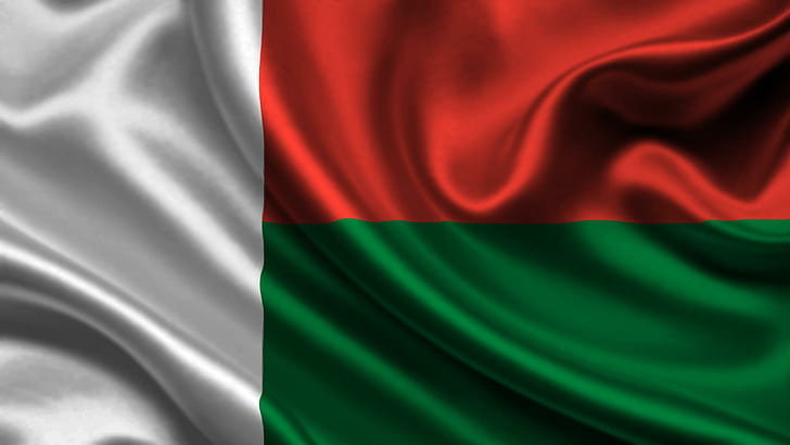 Madagascar, country, texture, flag, satin, 3d and abstract, HD wallpaper