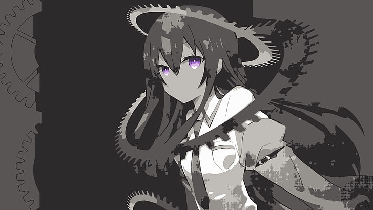 woman wearing white collared shirt anime character, Steins;Gate
