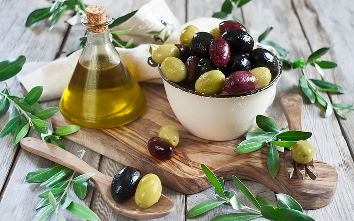 food, olives, food and drink, fruit, healthy eating, table, HD wallpaper