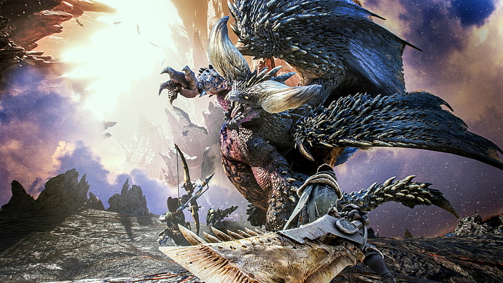 dragon illustration, video games, Monster Hunter, Monster Hunter: World, HD wallpaper