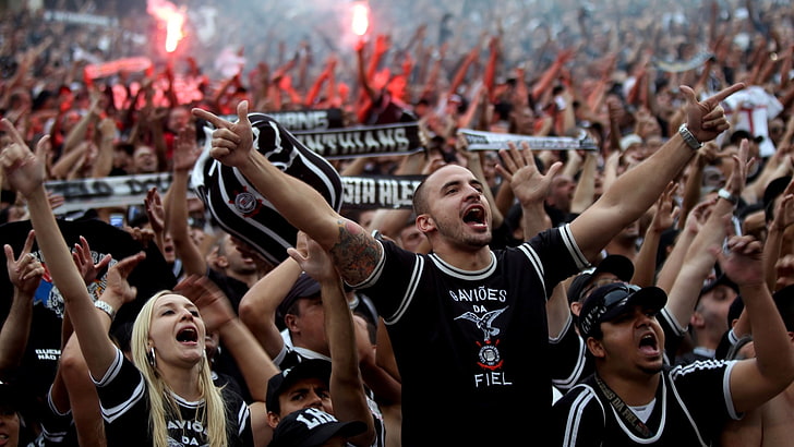 Corinthians, Torcida, soccer, fans, group of people, crowd