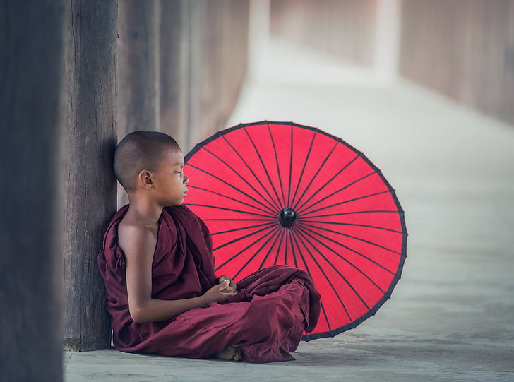 Young Buddhist Monk Meditating, Asia, Thailand, Travel, Photography
