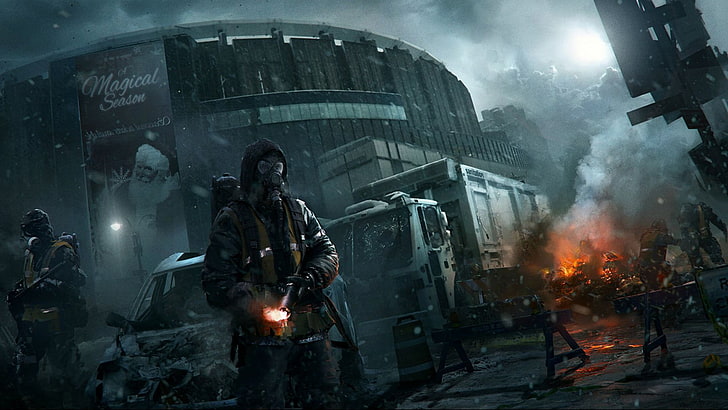 man holding fire arm digital wallpaper, Tom Clancy's The Division, HD wallpaper
