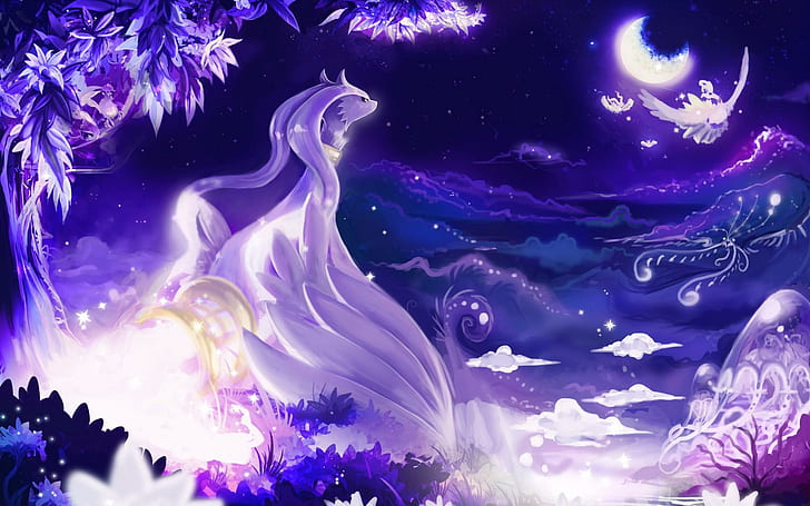 HD wallpaper: Reshiram, pokemon, moon, clouds, anime, night, lights, magic  | Wallpaper Flare