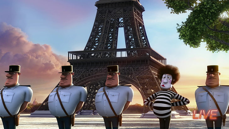 black and white table lamp, Paris, Eiffel Tower, France, Despicable Me, HD wallpaper