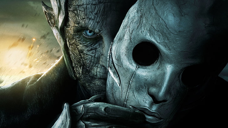monster holding white mask movie character, Thor, Malekith, close-up, HD wallpaper
