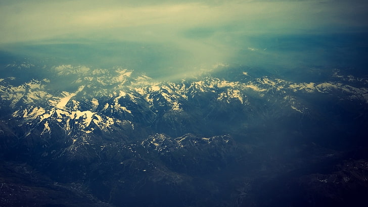 mountains aerial photography, landscape, nature, beauty in nature