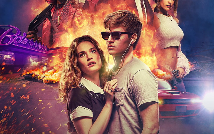 Baby Driver 2017 High Quality Wallpaper, young men, fashion, arts culture and entertainment