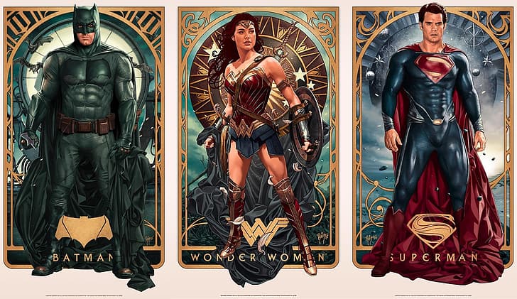 Batman v Superman: Dawn of Justice, artwork, Wonder Woman, Henry Cavill, HD wallpaper