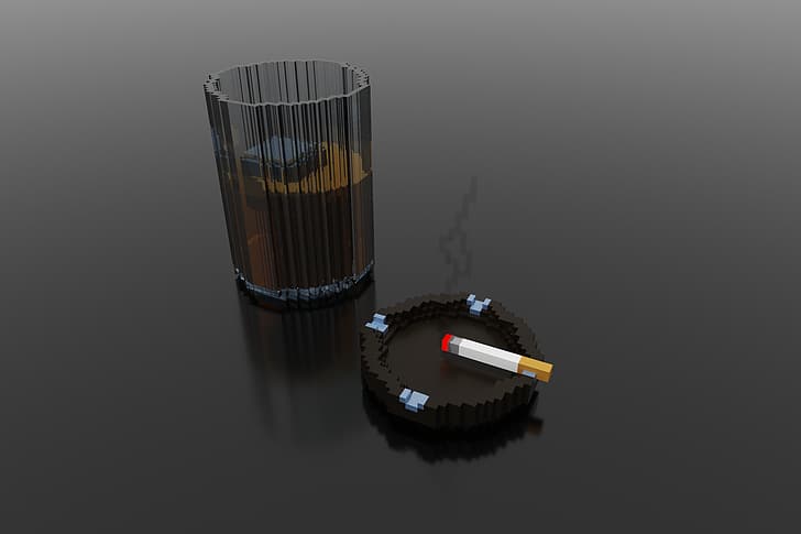cigarettes, cigars, smoke, crystal, voxels, MagicaVoxel, ice cubes
