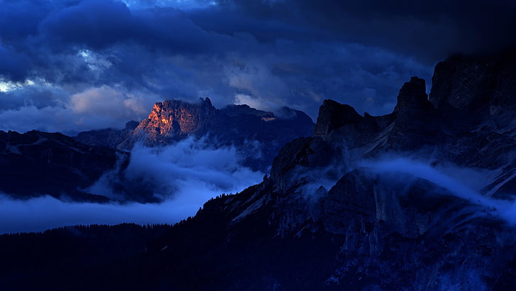 mountains, smoke, nature, cloud - sky, beauty in nature, scenics - nature, HD wallpaper