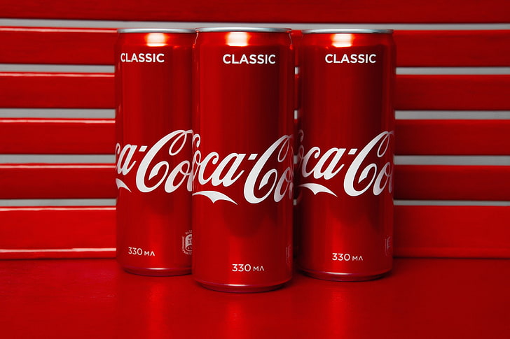 can, red, photography, logo, Coca-Cola, stripes, drink, text