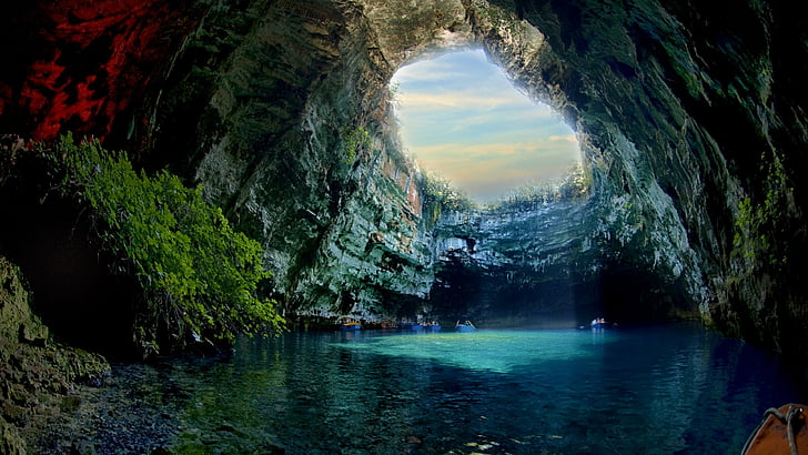 nature, water, formation, cave, sea cave, watercourse, rock, HD wallpaper