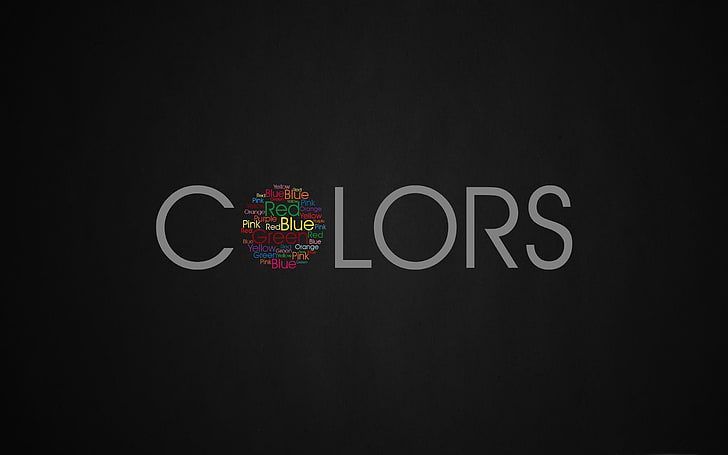 gray background with Colors text overlay, black background, minimalism, HD wallpaper