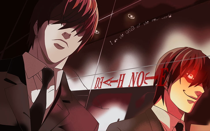 anime, Death Note, Yagami Light, red, text, communication, no people