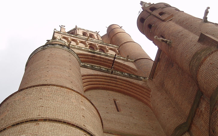 albi cathedral, low angle view, building exterior, architecture, HD wallpaper
