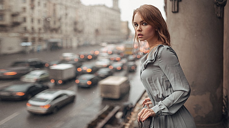 Anastasia Scheglova, women, model, portrait, dress, Georgy Chernyadyev, HD wallpaper