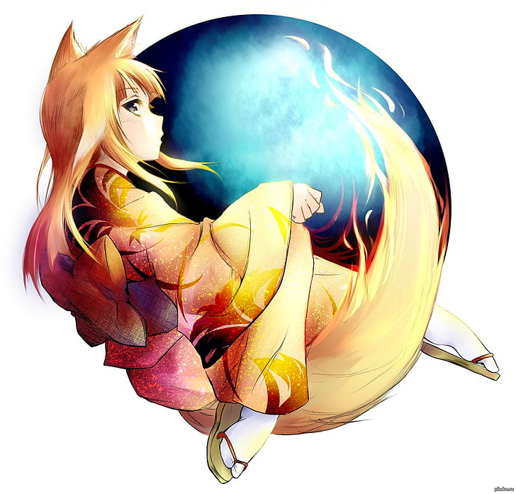 Mozilla Firefox, anime girls, traditional clothing, kimono, HD wallpaper