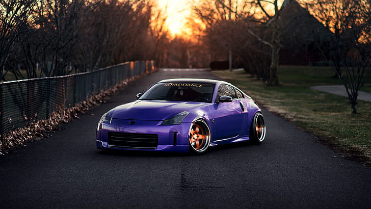 car, purple, tuning, stance, nissan 350z, HD wallpaper