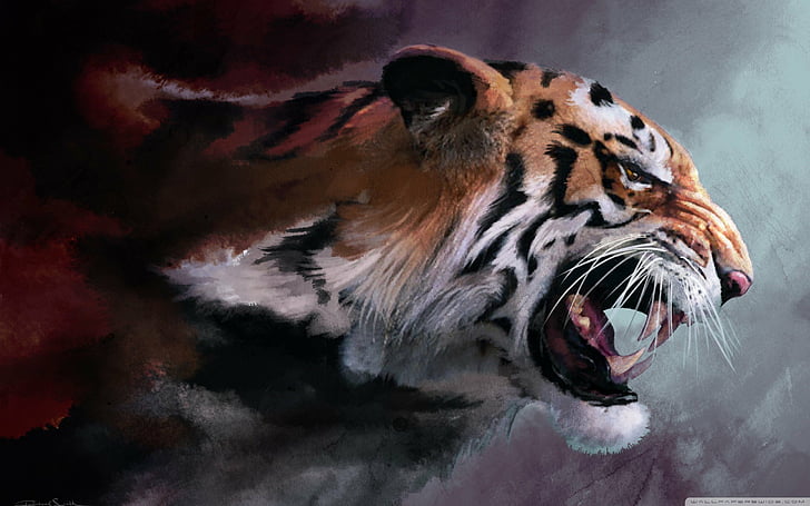 HD wallpaper: angry, painting wallpaper 2560x1600, tiger | Wallpaper Flare