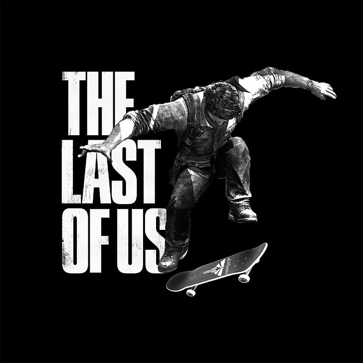 The Last of Us illustration, Joel, video games, skateboard, studio shot