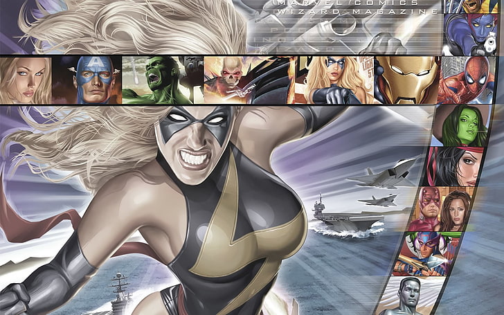 Comics, Ms Marvel, Captain America, Daredevil, Elektra (Marvel Comics), HD wallpaper