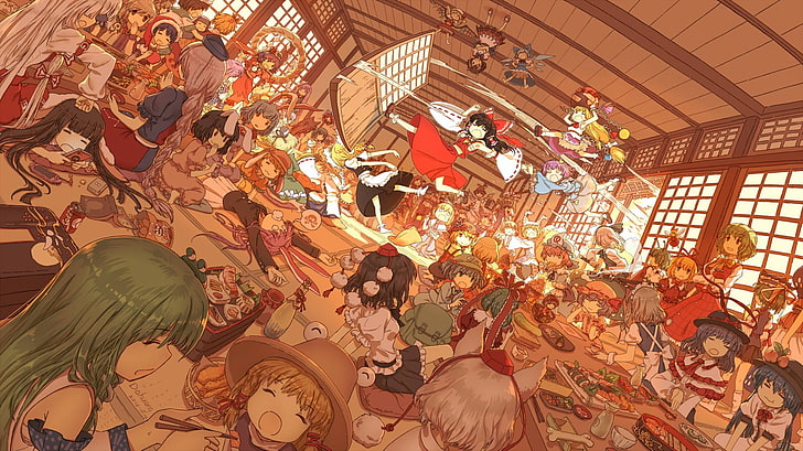anime characters wallpaper, Touhou, Kochiya Sanae, Moriya Suwako