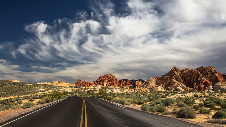 Las Vegas, 4k, 5k, mountain, valley, clouds, day, the Valley of Fire State Park
