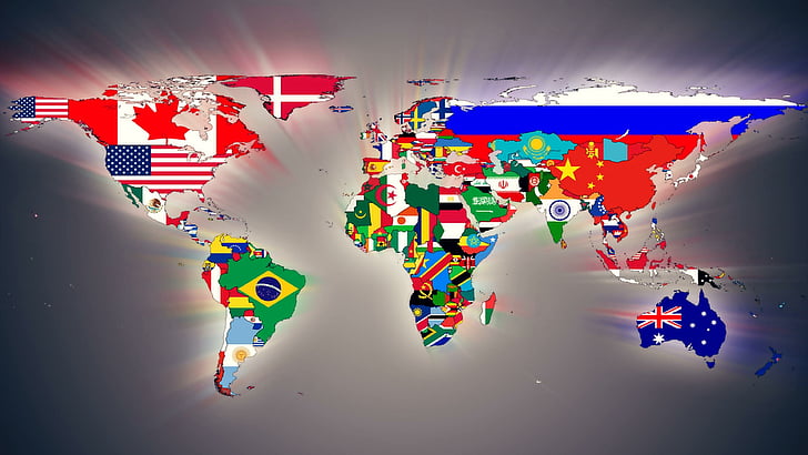 flags, life, countries, world map