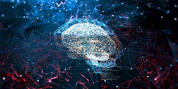 brain, digital art, Vertigo3d, artificial intelligence, technology, HD wallpaper