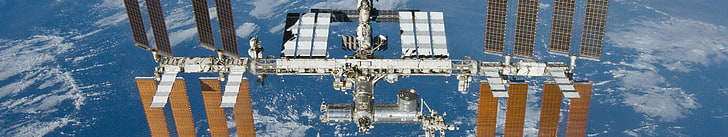 white and gold satellite, International Space Station, ISS, NASA, HD wallpaper