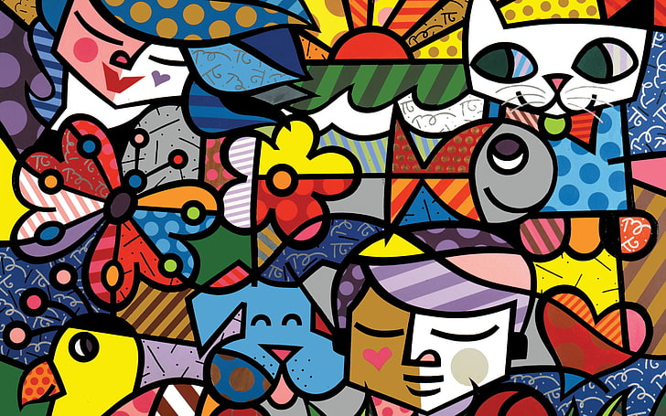 HD wallpaper: Cartoon Garden Art, multicolored animals, humans, and flowers doodle  art | Wallpaper Flare
