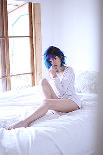 Wallpaper : Fay Suicide, model, blue hair, dyed hair 