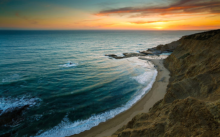 Superb Lost Beach, background, sea, summer sunset, beach sunset HD wallpaper