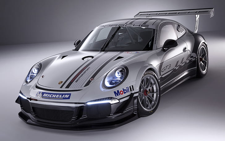 2013 Porsche 911 GT3 Cup cool motorsport, gray and black sports car, HD wallpaper