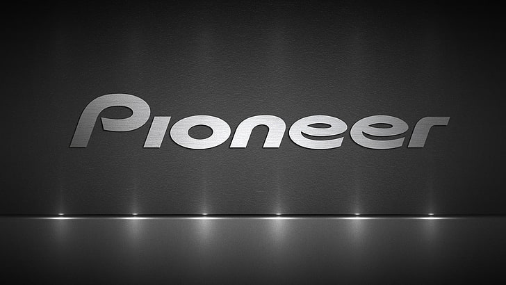 Pioneer logo, monochrome, pioneer (logo), text, communication