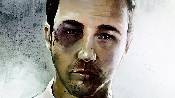 man with blood on nose digital wallpaper, movies, Fight Club