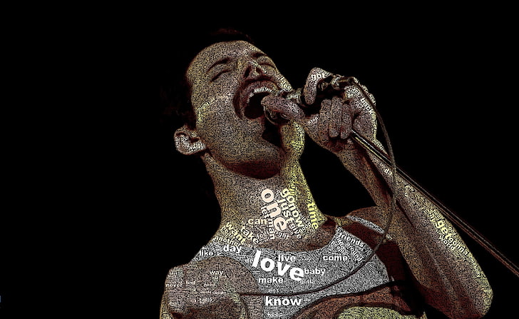 Freddie Mercury Typography, Freddie Mercury, Artistic, studio shot, HD wallpaper