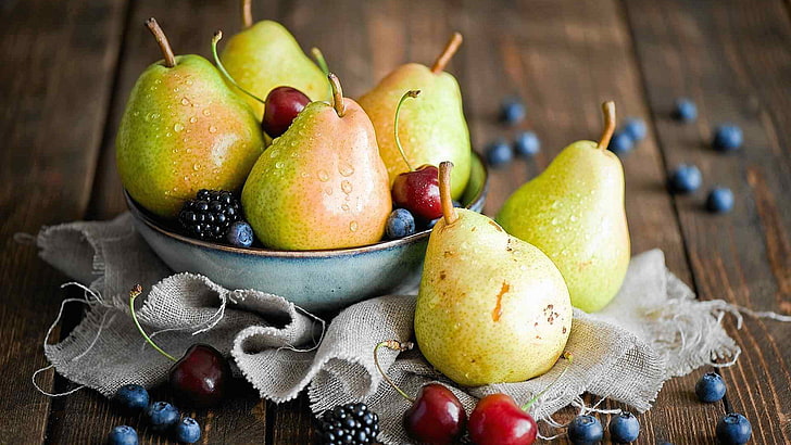 fruit, pear, edible fruit, produce, food, pome, apple, ripe, HD wallpaper