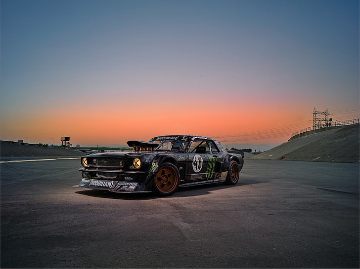 HD wallpaper: black and gray Ford Mustang coupe, Sky, Monster, 1965, Sunset  | Wallpaper Flare