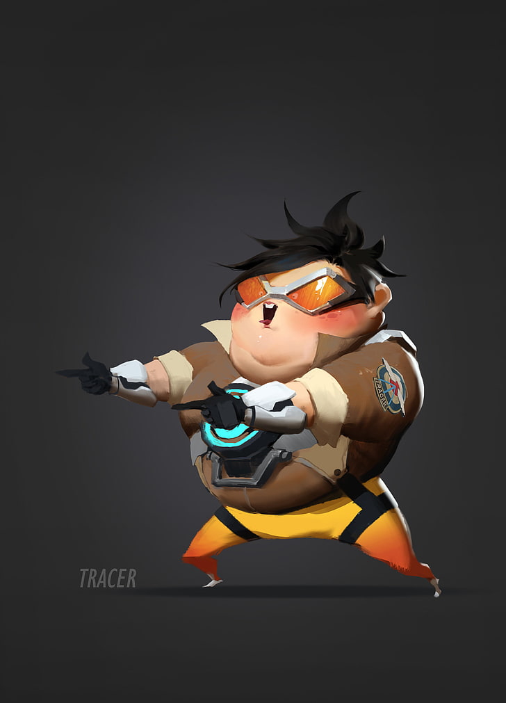 Overwatch, chubby, concept art, Tracer (Overwatch), sunglasses