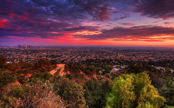 Hd Wallpaper Sunset Over La Los Angeles Wallpaper Flare