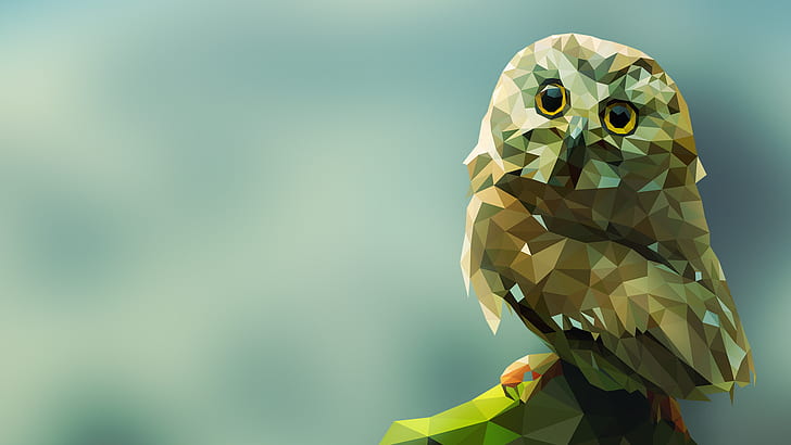 owl, animals, simple background, geometry, birds, gradient, HD wallpaper