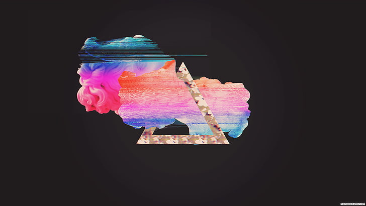 multicolored logo, glitch art, vaporwave, abstract, multi colored, HD wallpaper