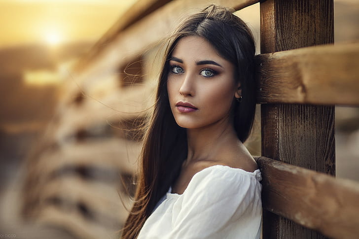 women, face, portrait, sunset, eyes, Alessandro Di Cicco, model