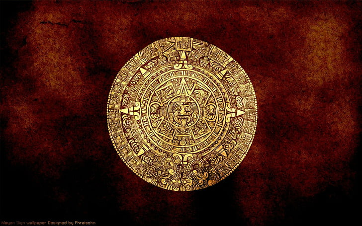 Artistic, Aztec, Abstract, Calendar, Gold