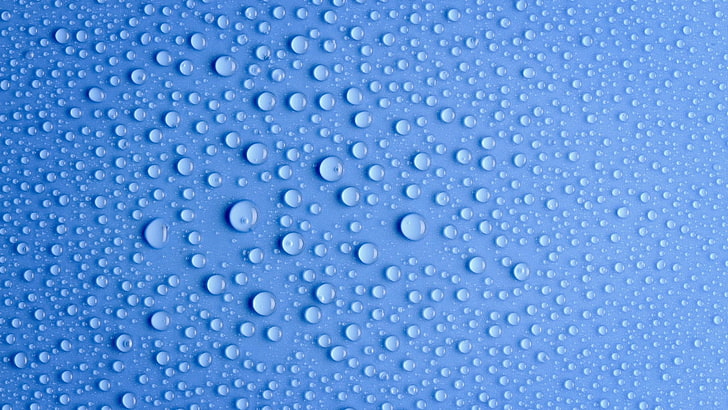 water drops, blue background, wet, pattern, no people, backgrounds, HD wallpaper