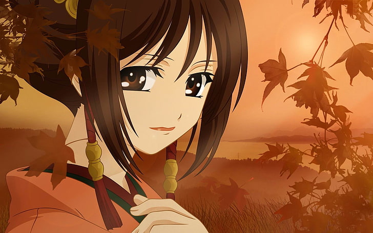 hakuouki shinsengumi-Cartoon characters HD wallpap.., black-haired female anime character wallpaper