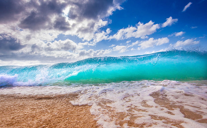 Ocean Waves, blue and green sea waves, Seasons, Summer, Beach, HD wallpaper